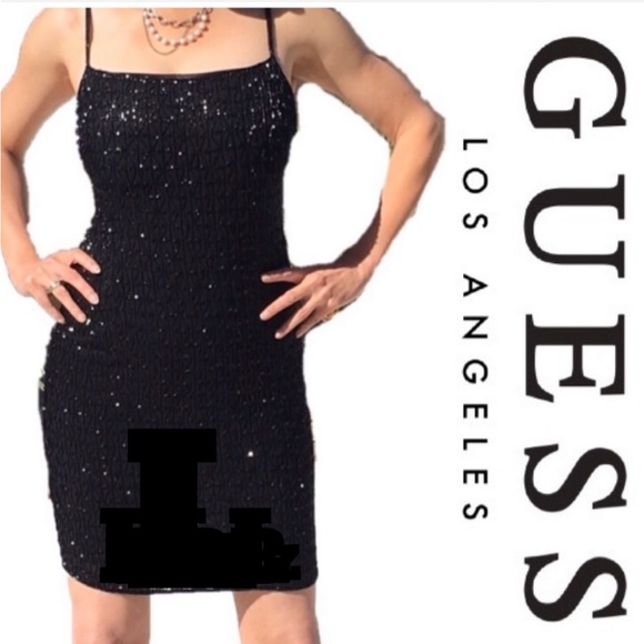 Guess by Marciano Dresses & Skirts - SOLD Guess Beaded Spaghetti Strap Mini Dress GLAM SOLD